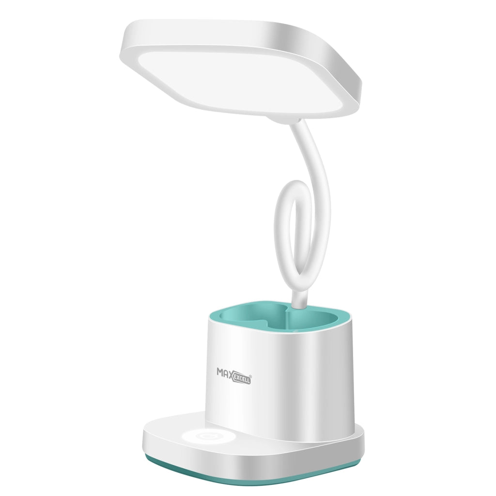 Lampada da scrivania a LED flessibile con portapenne Funzione PowerBank Bianco Max excell