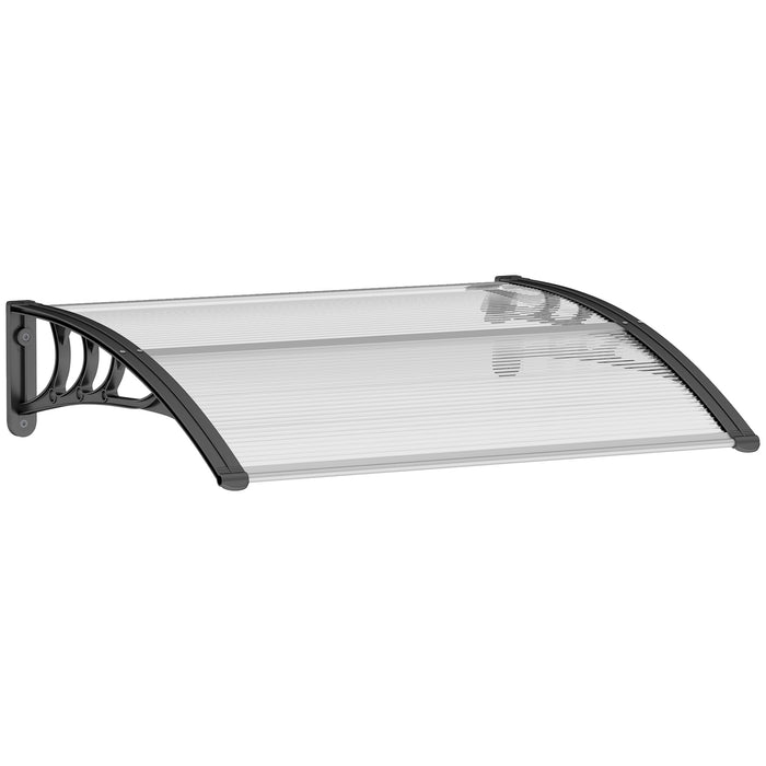 Pensilina da Esterni Impermeabile e Anti-UV 75x100x23 cm in PC PP e Alluminio Trasparente e Nero