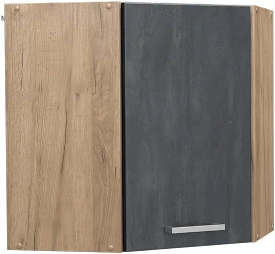 Mobile angolare da cucina R-Line, Calcestruzzo nero, 57 cm, per la libera combinazione all'interno di sistemi cucina modulari