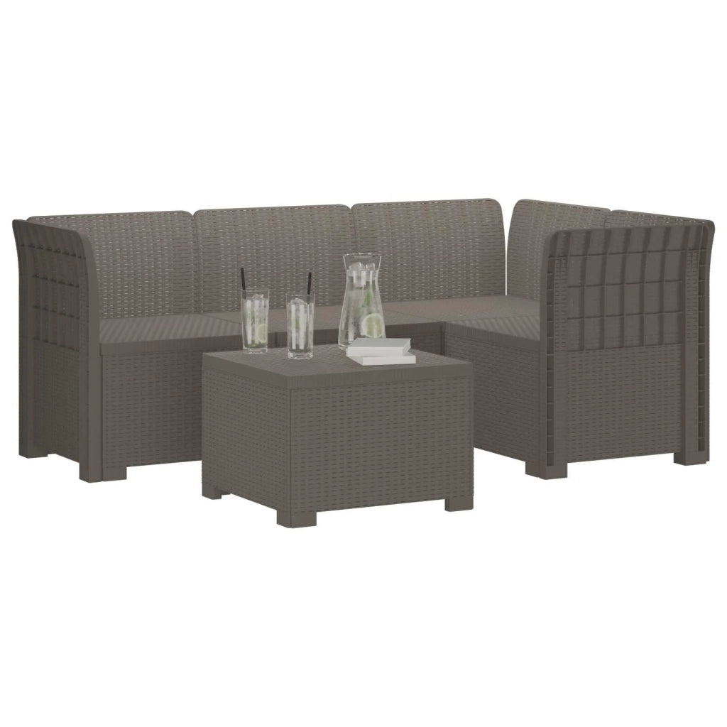 Divano da giardino 4 posti aspetto rattan PP Grigio Chiaro 3443997