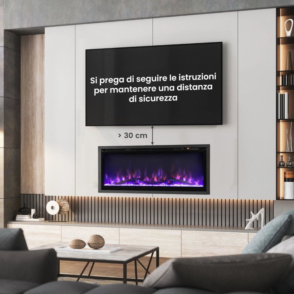 Camino elettrico da incasso a parete e protezione sicura da scintilla, Caminetto elettrico e schermo per camino