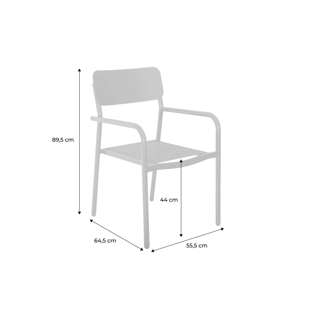 Set 4 sedie da giardino impilabili in alluminio e textilene, beige