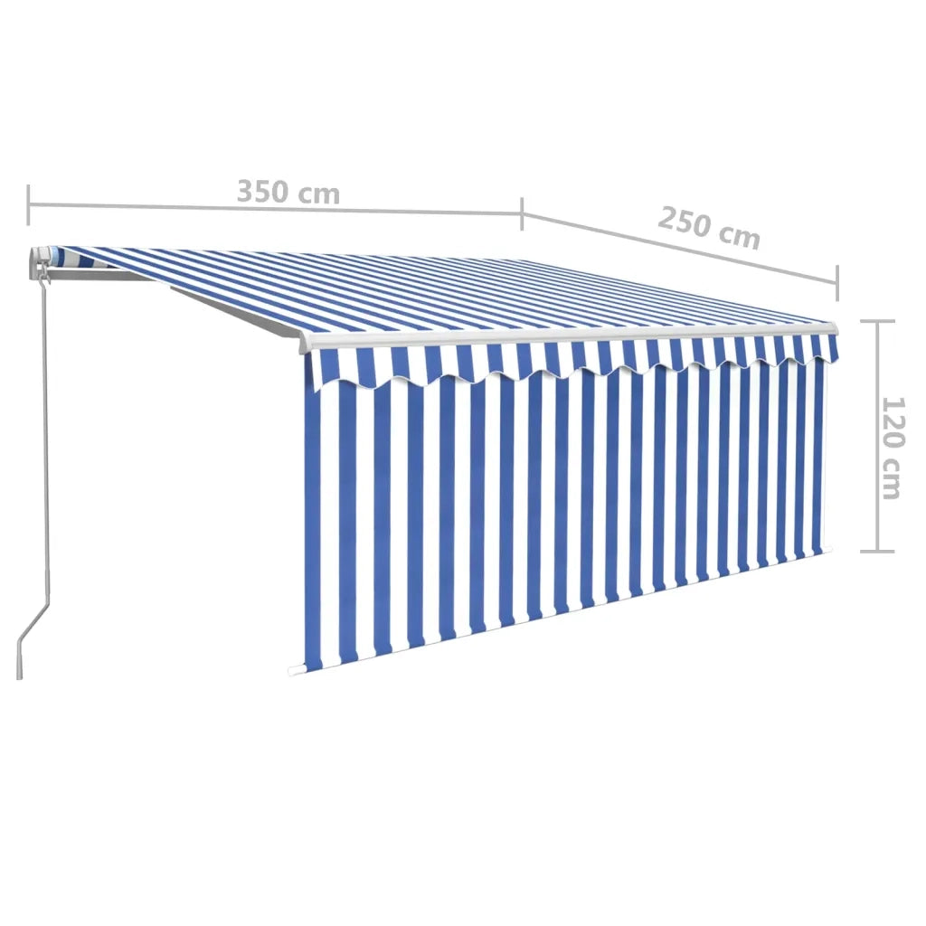 Tenda Sole Retrattile Manuale con LED 3,5x2,5 m Blu e Bianco 3069281