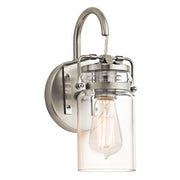 Applique Contemporanea Brinley Acciaio Nichel Spazzolato Vetro 1 Luce E27