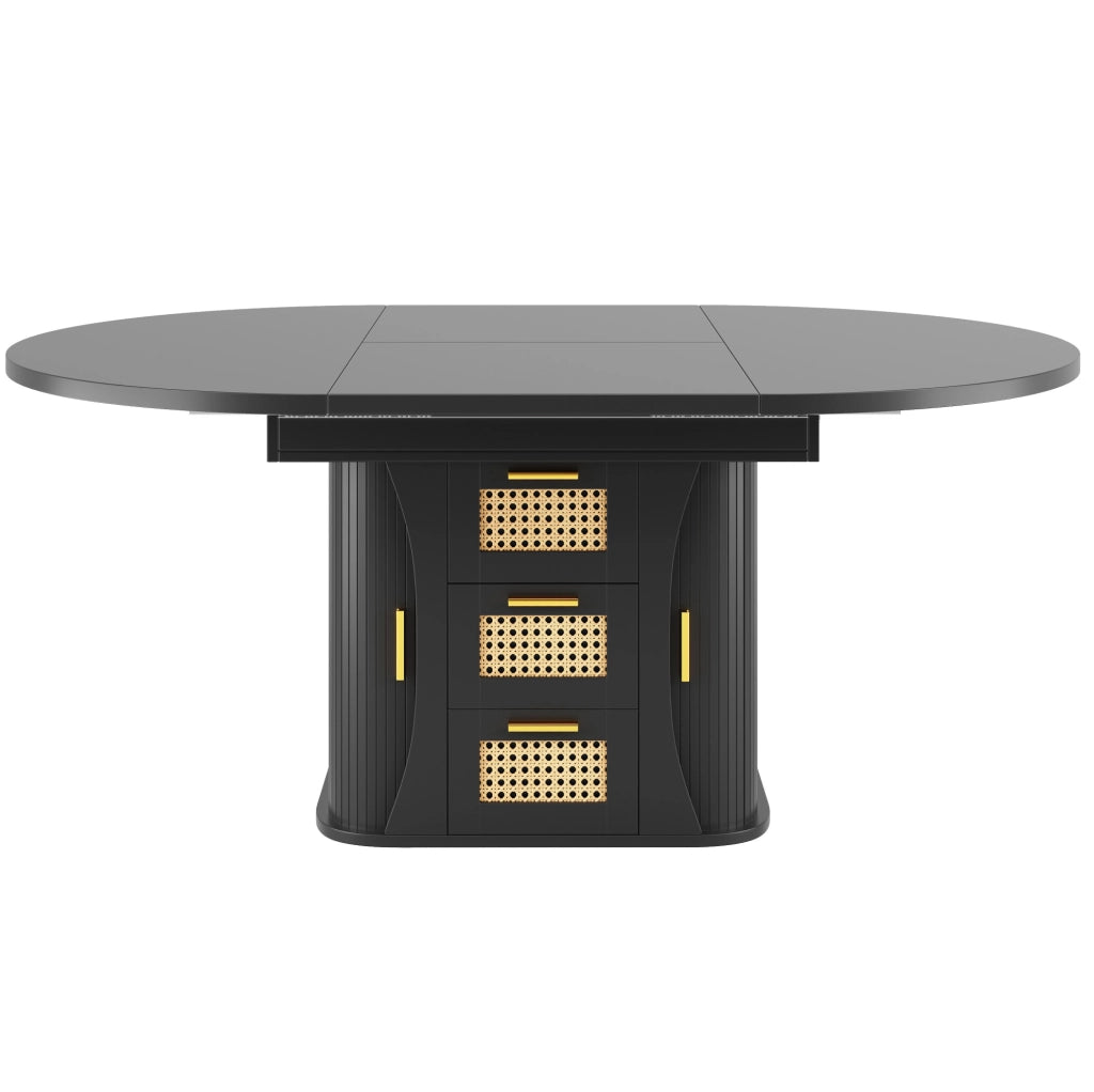 Tavolo da pranzo allungabile 118/158x118 cm con cassetti in MDF nero