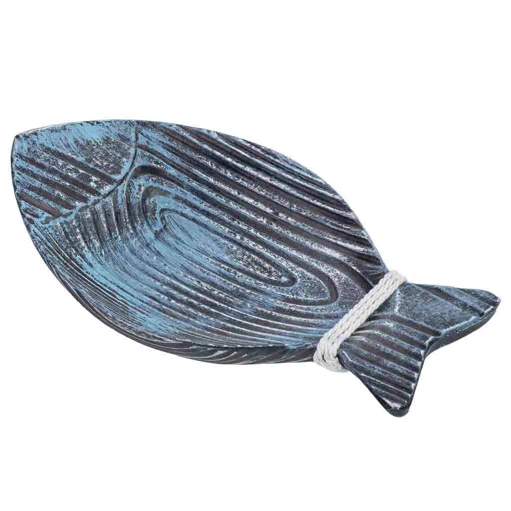 Vassoio decorativo in legno blu 24x14,5x3h cm