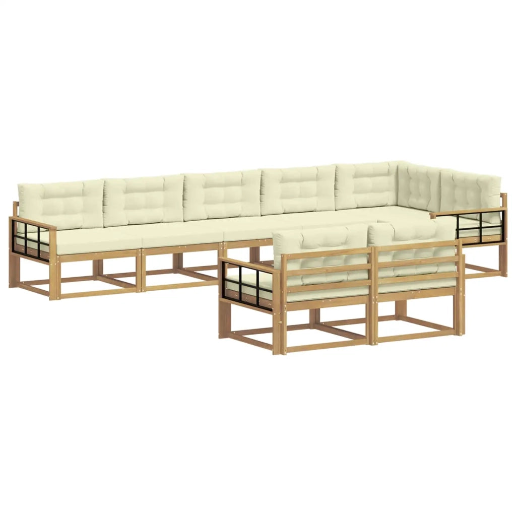 Set di divani da esterno 6 pz Bianco e Crema Poliestere 3386629
