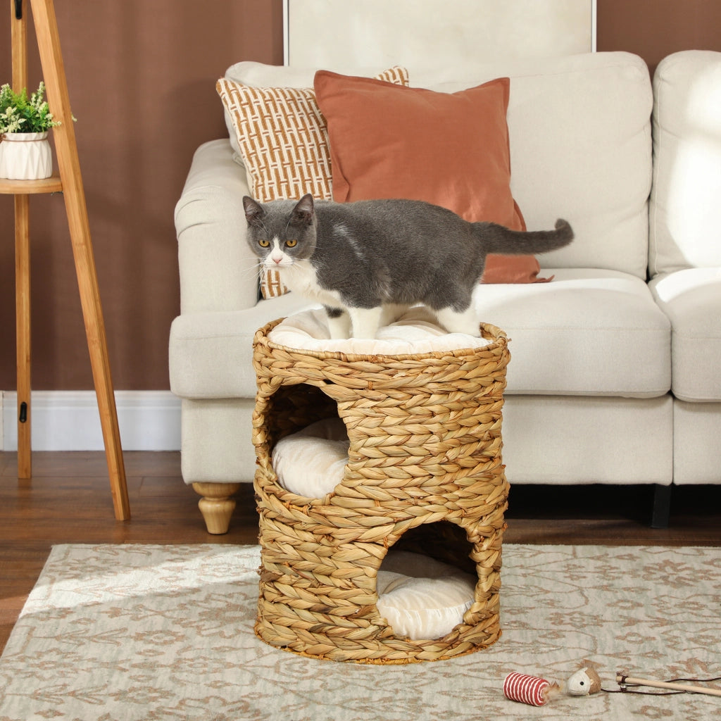 Tiragraffi a Torre con 2 Cucce e Cuscino ¨C Xylo ¨C Giacinto d'Acqua Marrone Chiaro 50cm