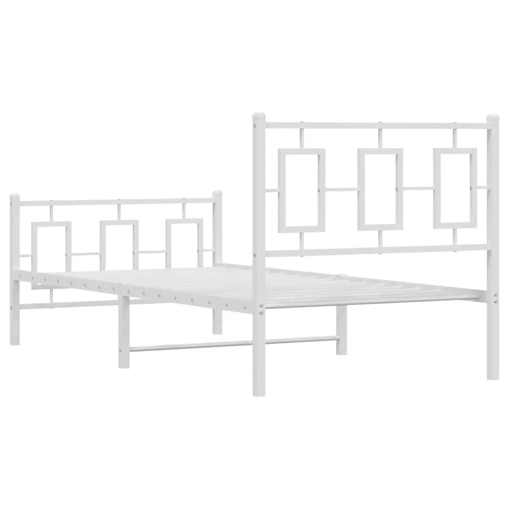 Giroletto con Testiera e Pediera Metallo Bianco 90x200 cm 374301