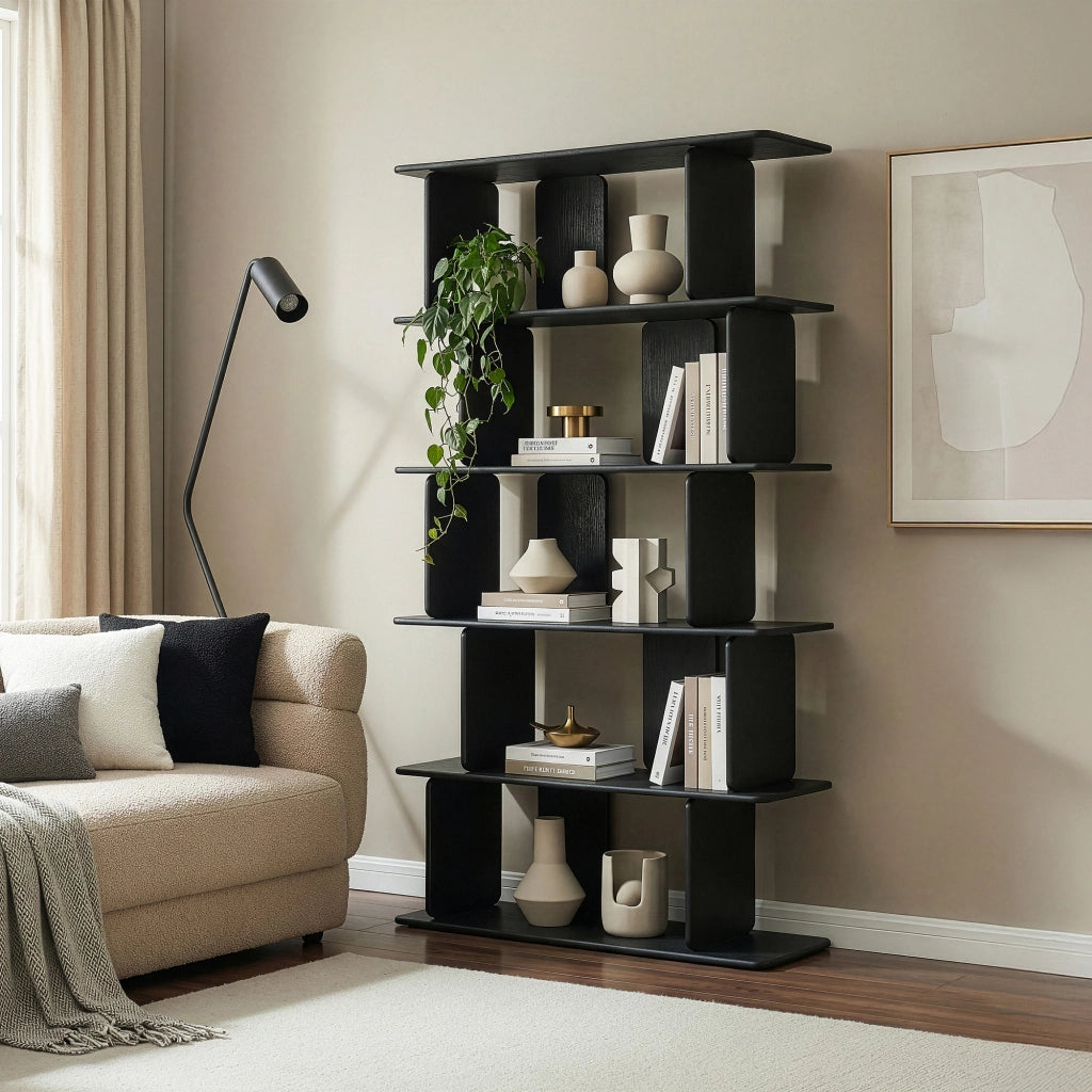 Libreria Gäljami con 5 Ripiani Aperti 180 x 100 x 35 cm - Nero [en.casa]