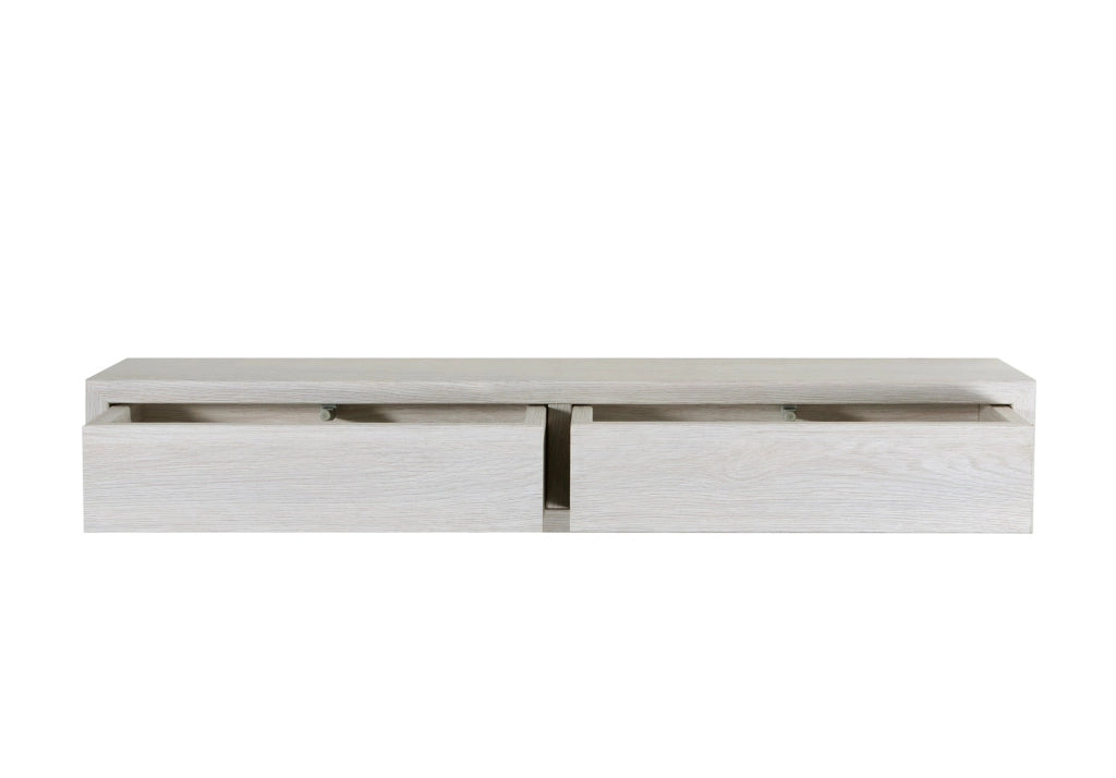 Mensola da Parete con 2 Cassetti 88,2x13,4x23,7 cm in Fibra di Legno Domino Maxi Rovere Sbiancato