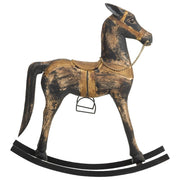 Cavallo a dondolo legno artigianale nero 73x20x84h cm