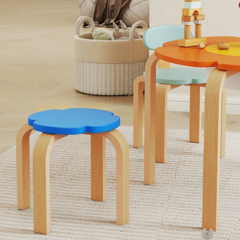 TAVOLO per Bambini con 4 Sedie e Vano Contenitore Legno Multicolore Set 5 pezzi