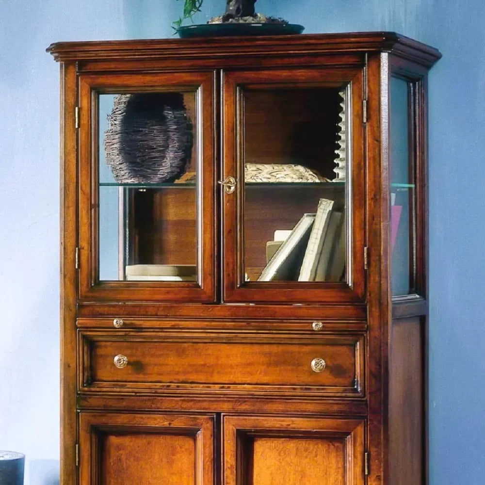 Mobile bar bottigliera classico in legno finitura bassano l.70 p.43 h.150 - Mobili 2G