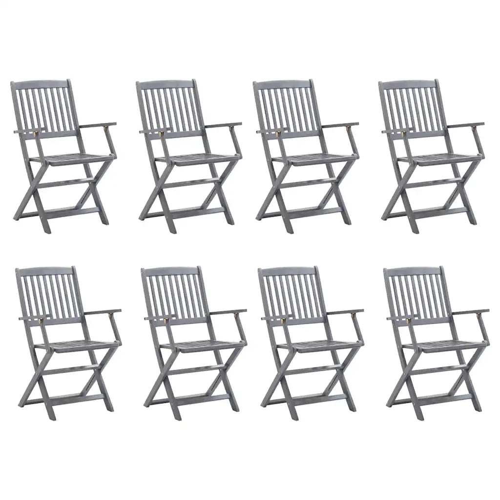 Sedie da Giardino Pieghevoli 8 pz con Cuscini Massello Acacia 3078268