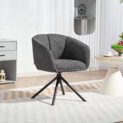 Poltrona girevole con seduta imbottita e braccioli integrati in poliestere grigio per relax quotidiano 58,5 × 59 × 78,5 cm