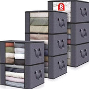 Tas di stoccaggio 9 compartimenti - tas non tessuto extra spesso e grande - tas per traslochi - tas di stoccaggio per la casa - tas di stoccaggio con cerniera - 60x40x36cm - 90 litri