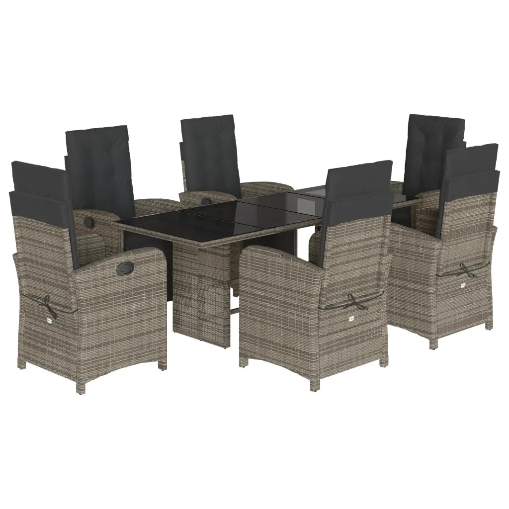Set da Pranzo da Giardino 7 pz con Cuscini in Polyrattan Grigio 3212492