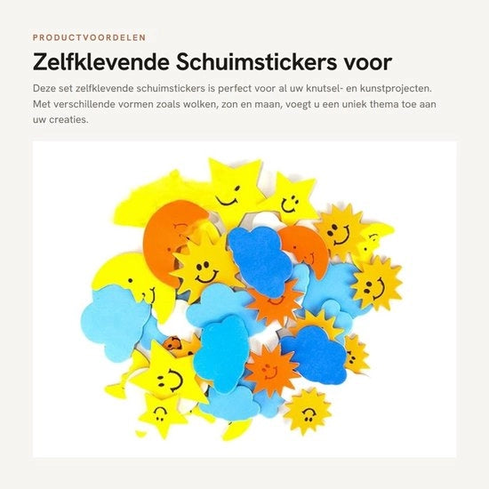 Sticker schiuma autoadesivi - Diversi set - Forme nuvola/orizzonte/luna - Circa 45 pezzi - Dimensioni 3-6,5 cm - Flessibili e resistenti - Sticker schiuma autoadesivi