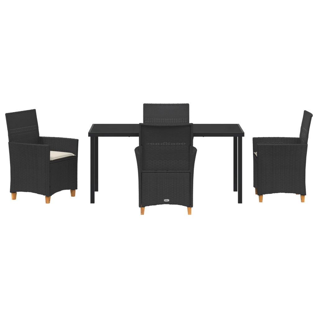Set di Mobili da Pranzo da Giardino con Cuscini, Nero, Polyrattan