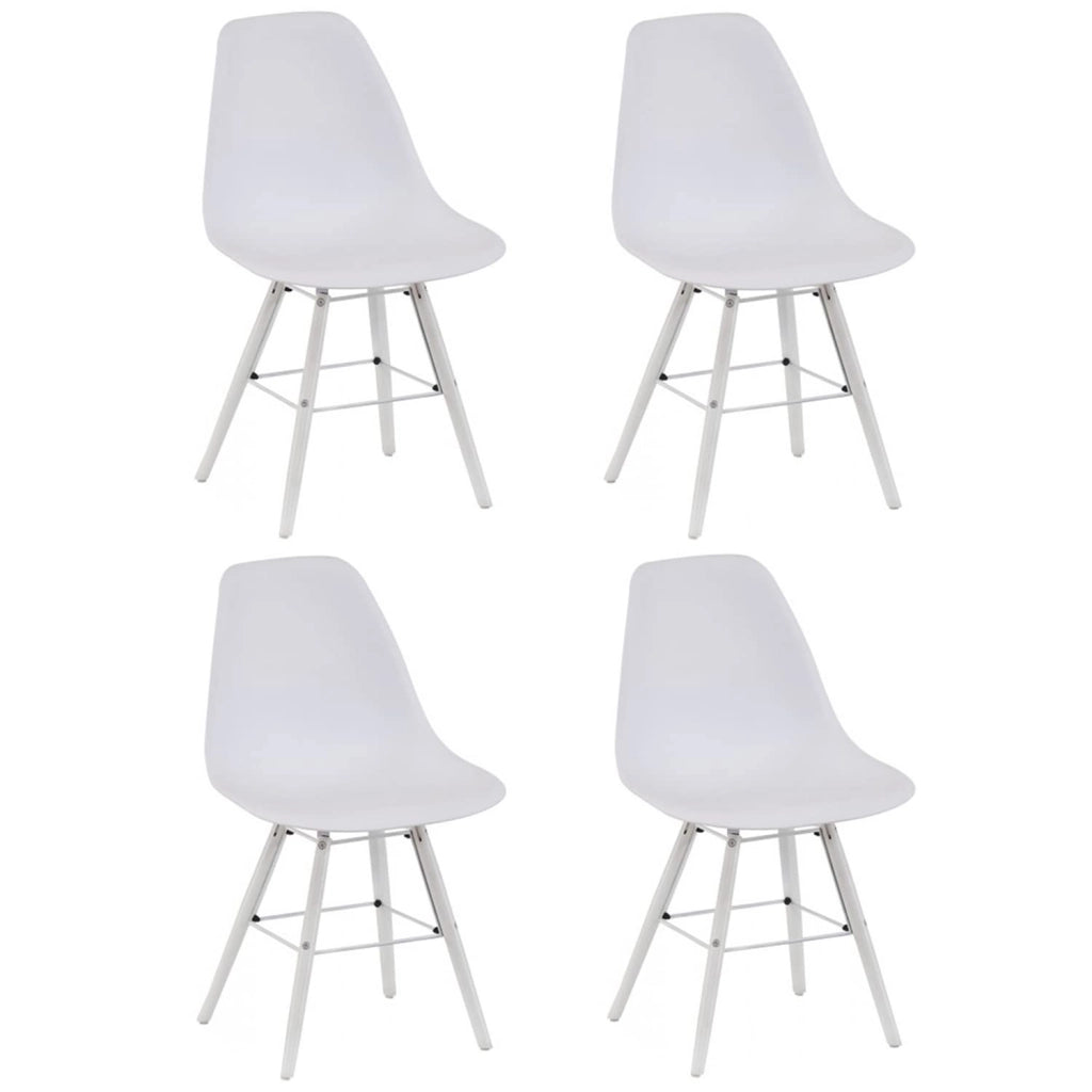 Marvin Set Di 4 Sedie In Polipropilene Bianche Con Struttura Legno E Metallo Gambe Interno Sala Da Pranzo Cucina Design