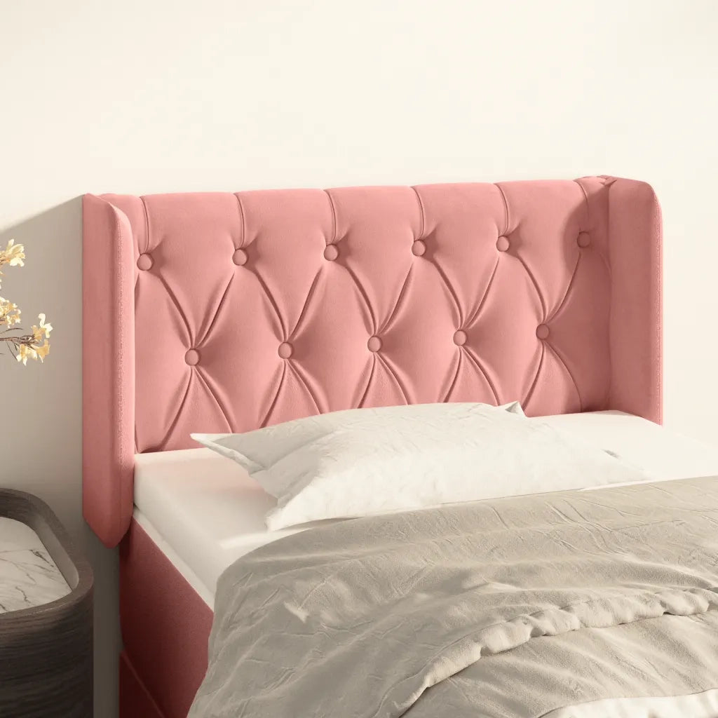 Testiera | Testata ad Orecchio Rosa 83x16x78/88 cm in Velluto