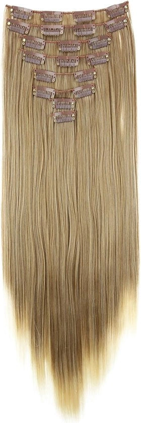 Kit di estensione capelli clip-in 8 pezzi 50 cm colore biondo scuro misto capelli sintetici