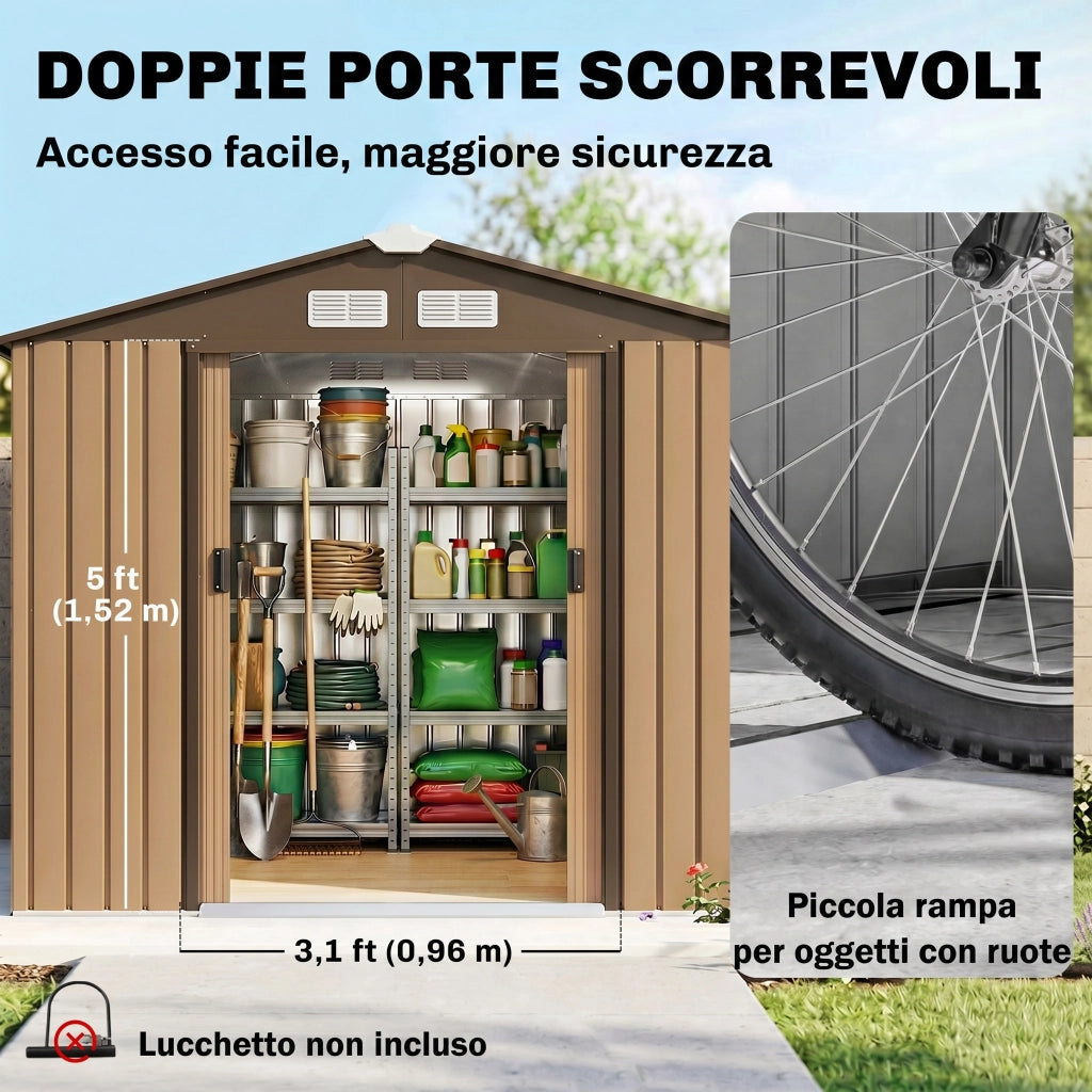 Casetta da Giardino Portautensili ¨C Zephmum ¨C Giallo 213x130x185 cm