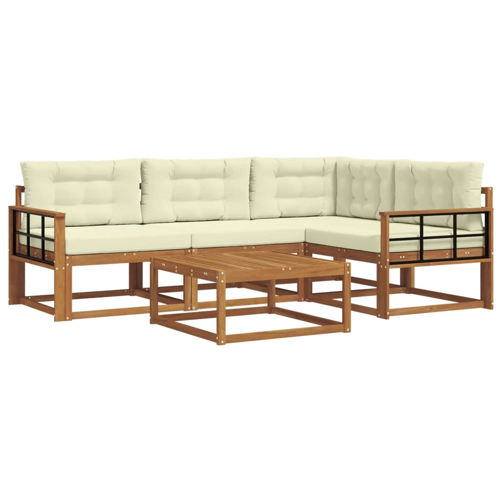Set di divani da esterno con cuscino 5 pcs Naturale e Crema