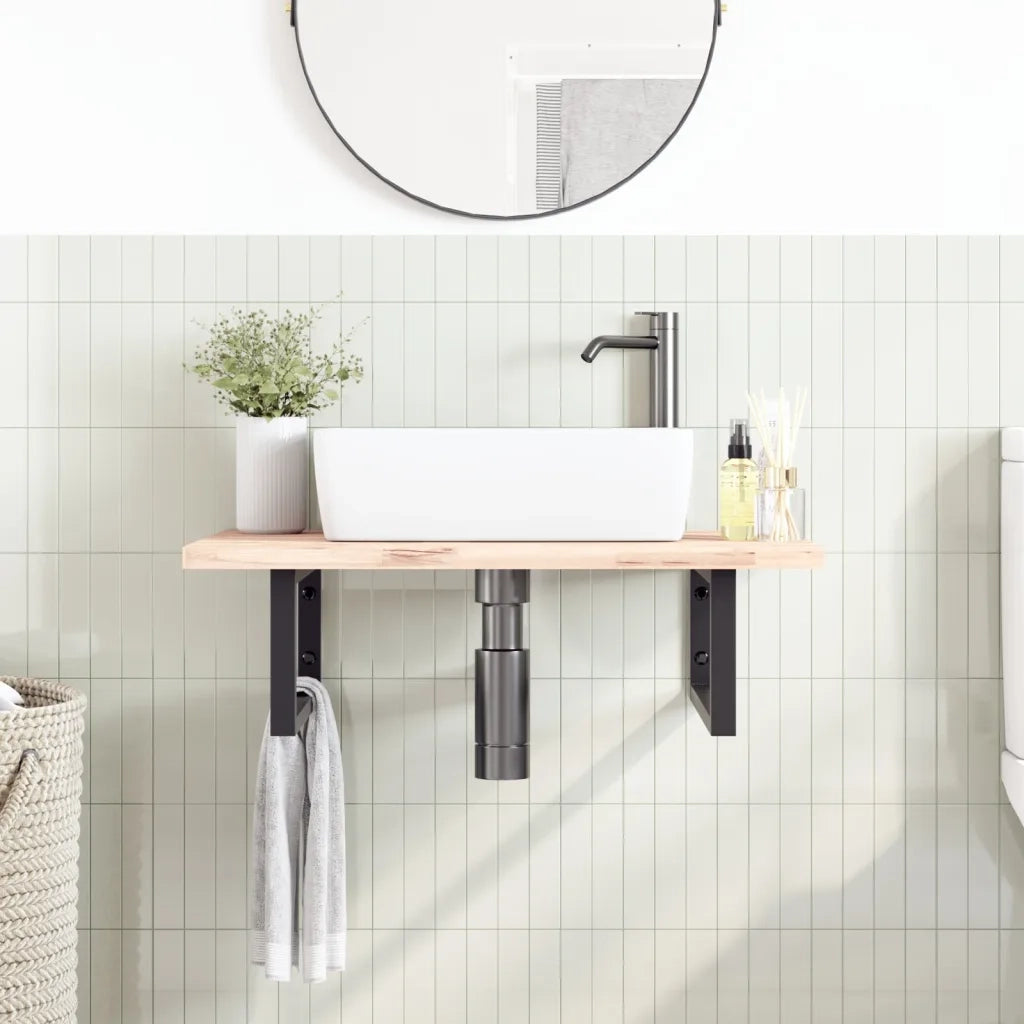 Reggimensole per Lavabo 2 pz-Supporti per mensole Nere Rettangolari in Acciaio