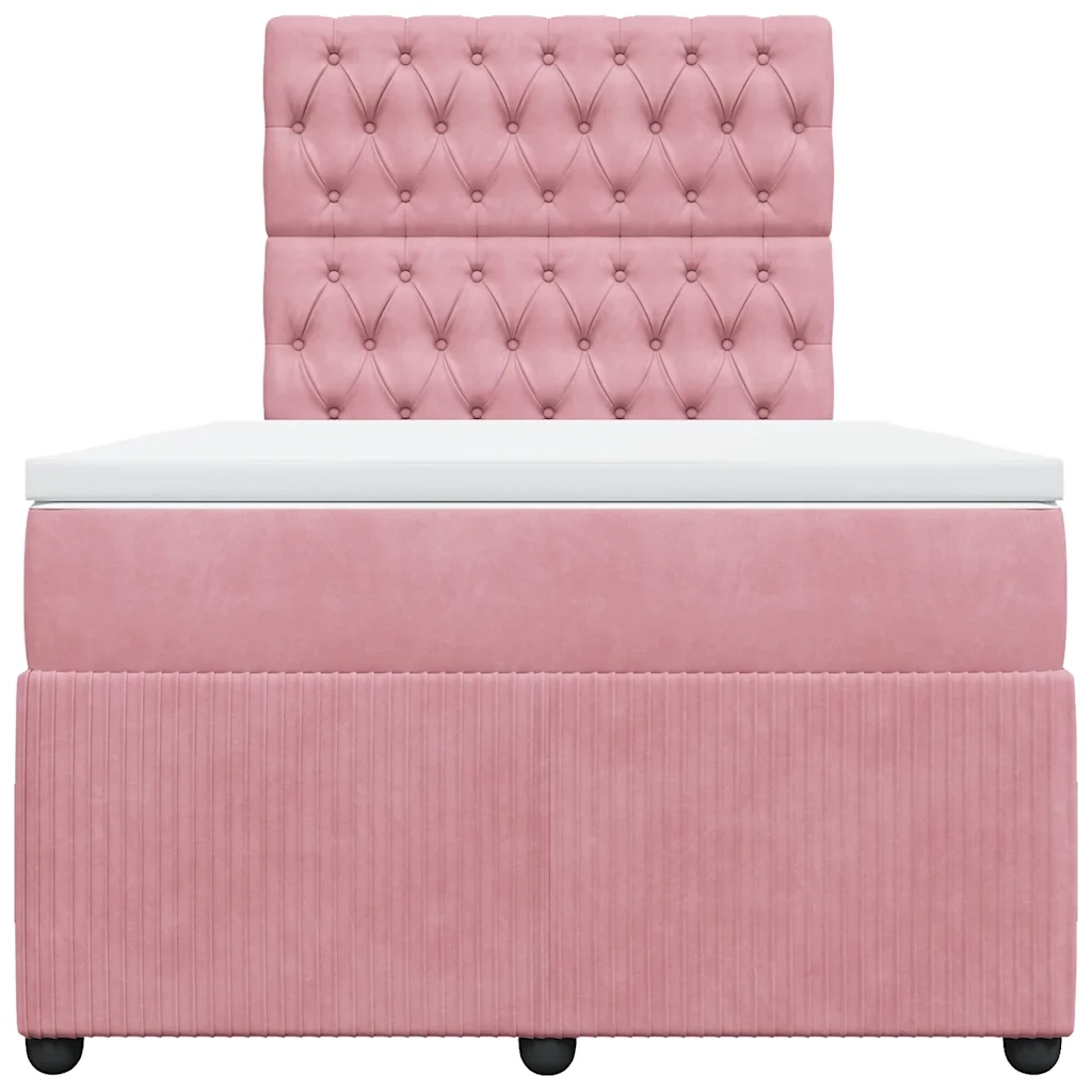 Giroletto a Molle con Materasso Rosa 120x190 cm in Velluto