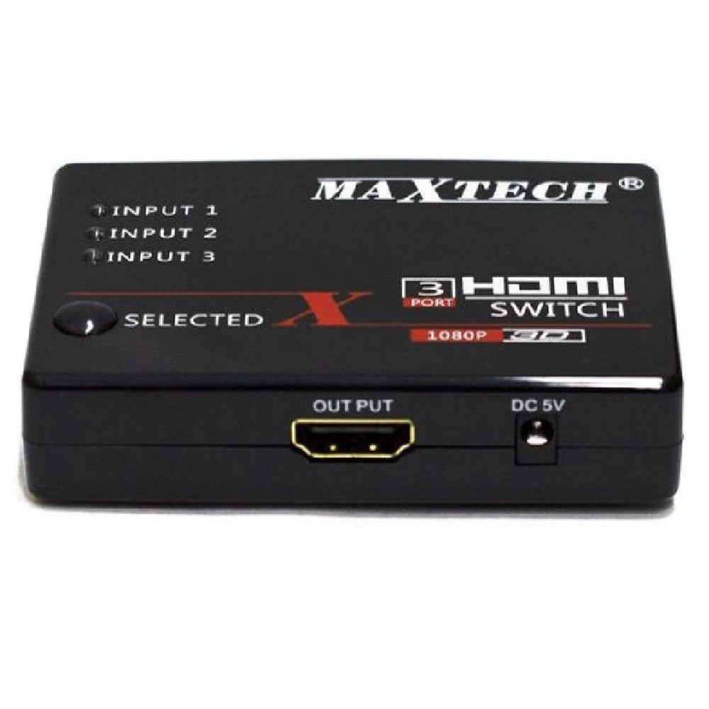 Trade Shop - Switch Hdmi 3d 3 Ingressi 1080p Con Telecomando Per Tv Ps3 Xbox Dvd Maxtech Dk-303 -