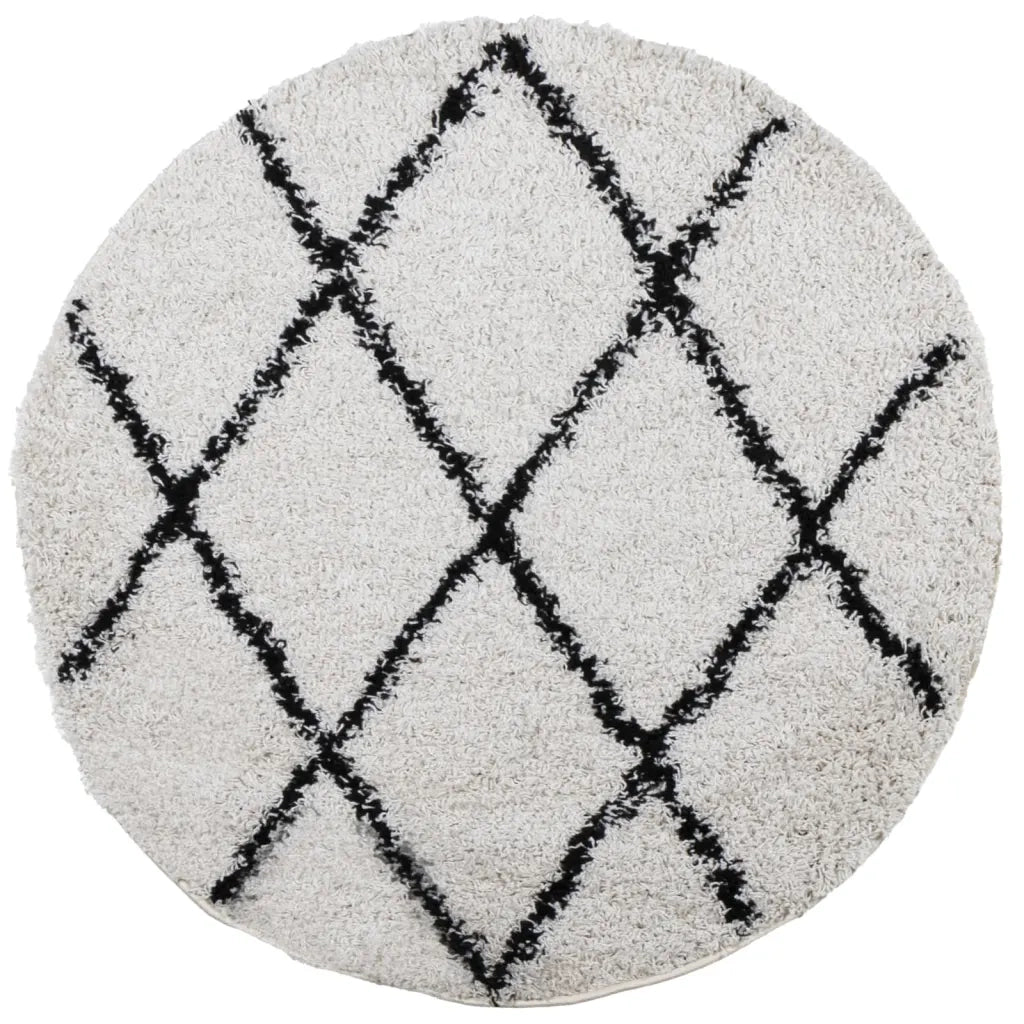 Tappeto Shaggy PAMPLONA a Pelo Lungo Crema e Nero Ø 280 cm 375381