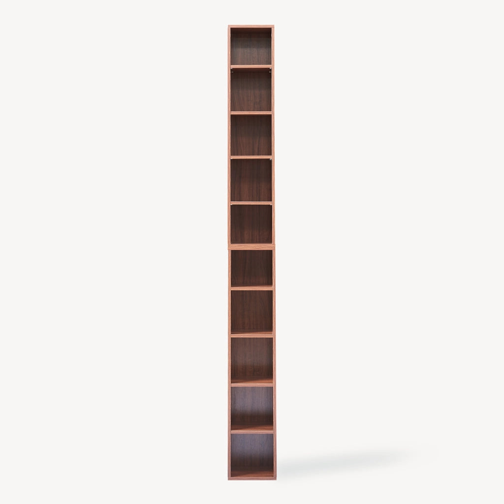 Scaffale a Colonna Tynset con 10 Scomparti per CD DVD 187x20x17 cm Effetto Noce [en.casa]