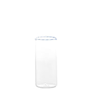 Set 6 Bicchieri Highball Intrecci in Vetro Borosilicato Soffiato a Mano, Elegante Design Bianco e Blu per Long Drink, Resistenti agli Shock Termici