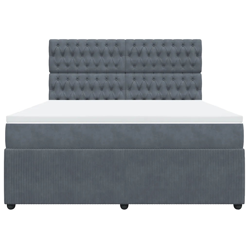 Giroletto a Molle con Materasso Grigio Scuro 180x200 cm Velluto