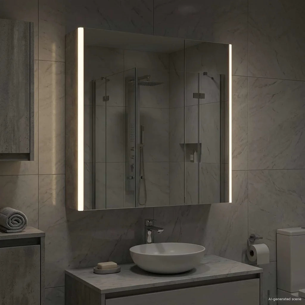 Mobiletto per specchio da bagno Grigio cemento