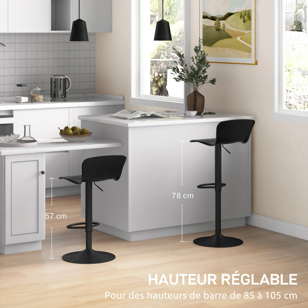 Sgabelli da bar regolabili in altezza con schienale e poggiapiedi ¨C zephmum ¨C nero 38.5x40x76.5-97.5cm