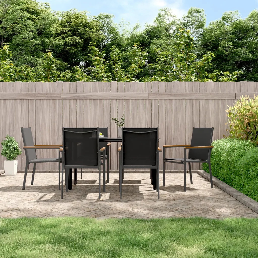 Sedie da Giardino 6 pz | Sedie da Esterno Nere 55x61,5x90 cm Textilene e Acciaio