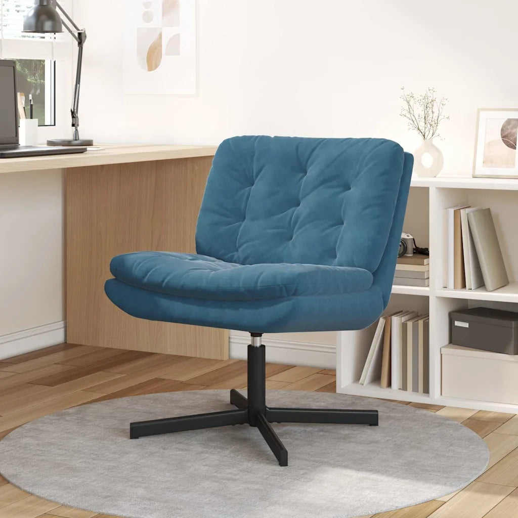 vidaXL Poltrona Relax con Base Girevole Blu 63 x 75 x 76 cm Velluto