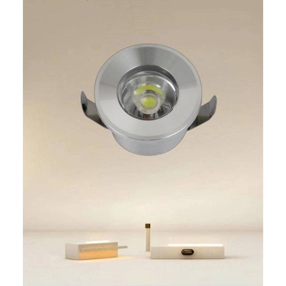 Trade Shop - Faretto 1w Led Incasso A Soffitto Ip20 Argento Mini Spot Segnapassi Luce Fredda 00243         