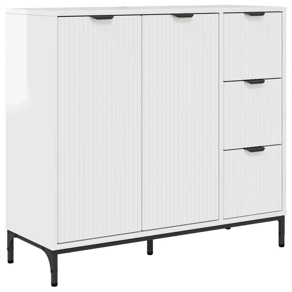 Credenza Bianco Lucido 89,5 x 33 x 82 cm Legno multistrato 883458