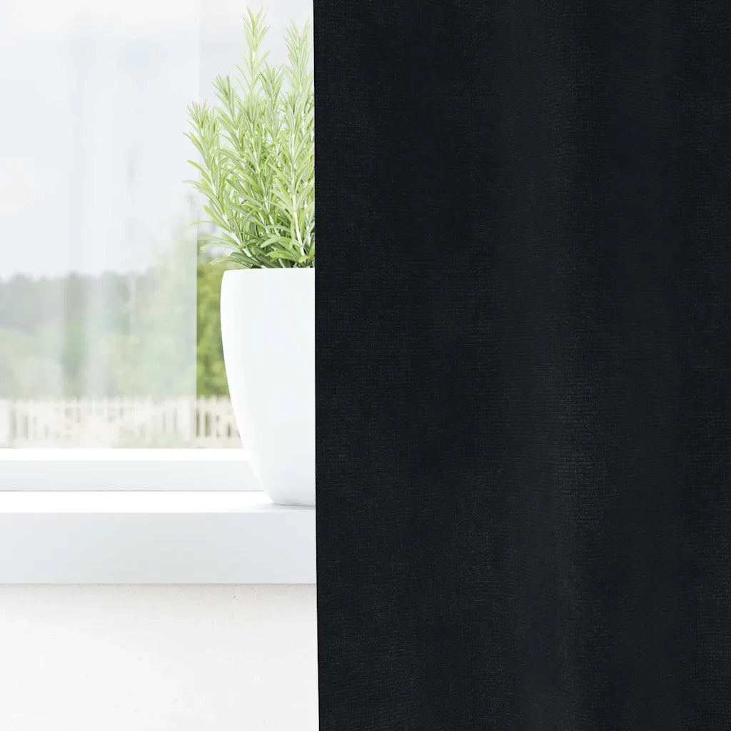 Tende Oscuranti | Tende Blackout 2 pz Nero 140 x 175 cm Velluto