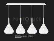 SOSPENSIONE OTTONE SAT. 4 LUCI RETTANGOLARE VETRI TRASPARENTE 1177OS-S4 R-TR
