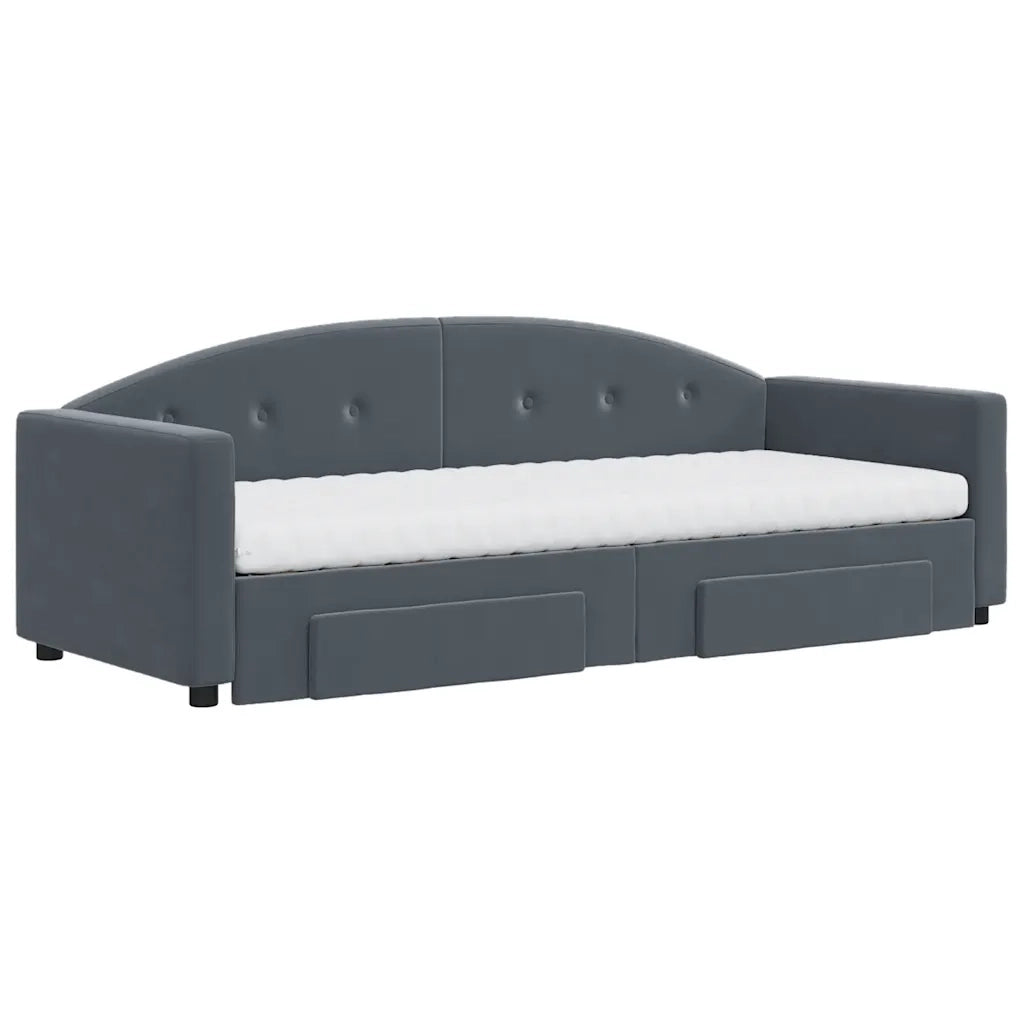 Divano Letto Estraibile Cassetti Grigio Scuro 80x200cm Velluto