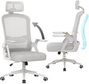 Sedia ufficio con rotelle - RATTANTREE - braccioli regolabili - Funzione Oscillante - Grigio