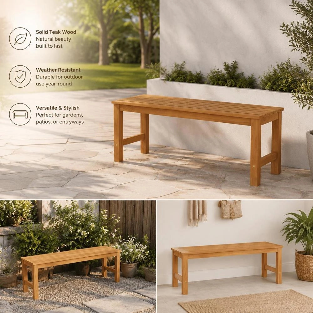 Garden Bench 114 Cm Solid Teak Wood