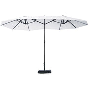 Ombrellone Doppio a 12 Stecche 455x265x238 cm con Base a Croce e Manovella in Acciaio e Poliestere Beige