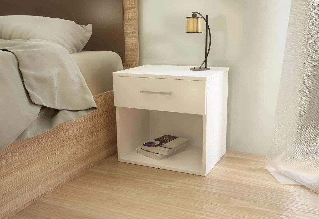 Comodino un cassetto e un vano in Legno Composito cm 44 4x33x43 5 - JAY
