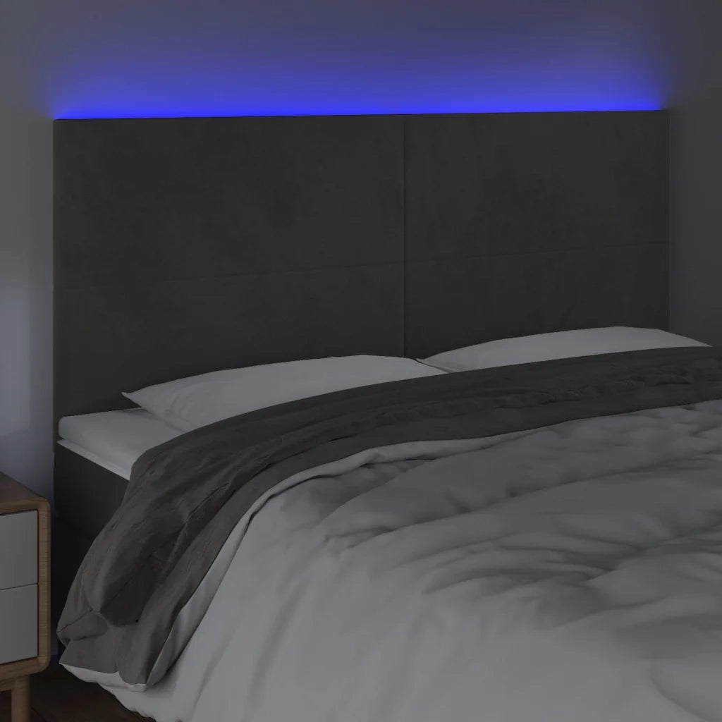 Testiera | Testata a LED GrigioScuro 160x5x118/128cm in Velluto